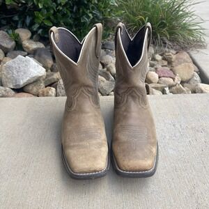 Ariat Anthem Youth Cowboy Boots Brown Leather Square Toe Western 10035778
